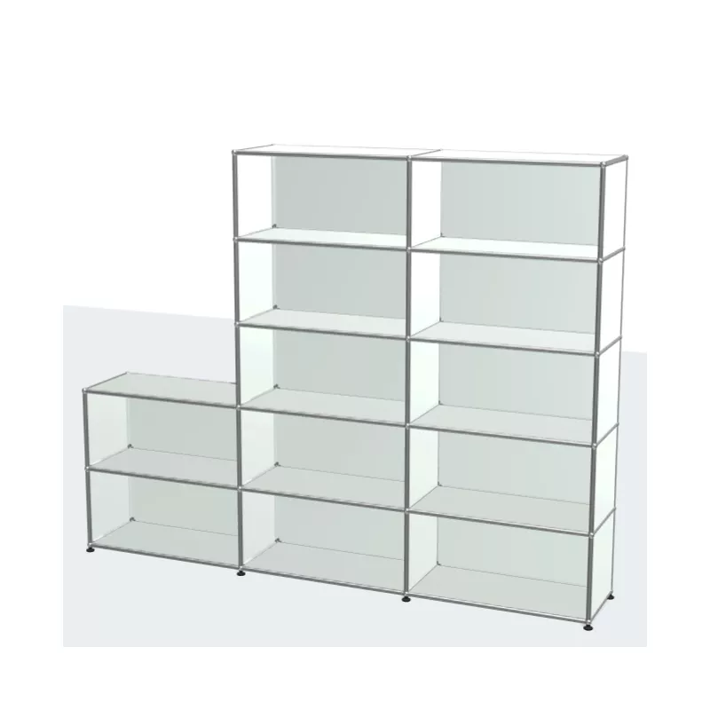 USM HALLER│Etagère ouverte 12 cases - 2L x 5H + 2 cases│Gris clair/Chromé