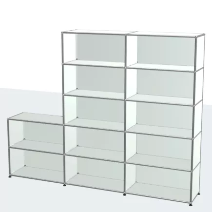 USM HALLER│Etagère ouverte 12 cases - 2L x 5H + 2 cases│Gris clair/Chromé