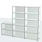 USM HALLER│Etagère ouverte 12 cases - 2L x 5H + 2 cases│Gris clair/Chromé