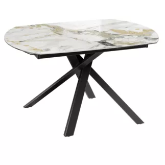 KHEOPS│Table de repas extensible│Marbre Doro / Noir