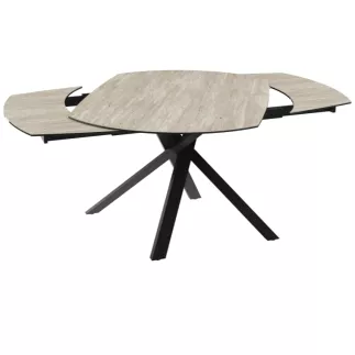 KHEOPS│Table de repas extensible│Travertin / Noir