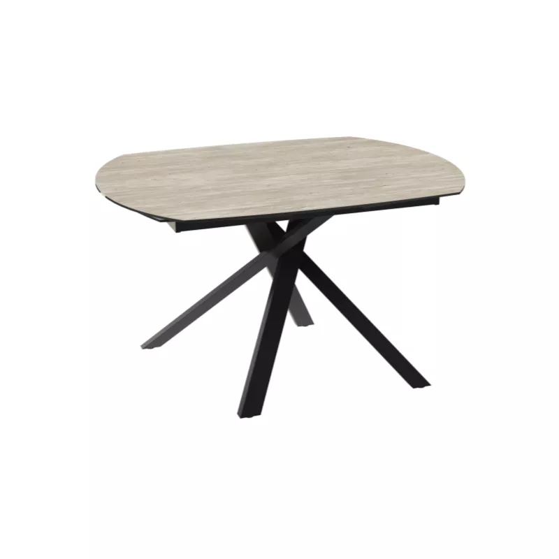 KHEOPS│Table de repas extensible│Travertin / Noir