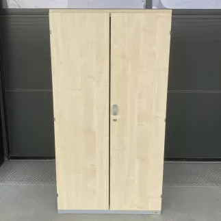 LO LISTA│Armoire portes battantes│L 80 x H 150 cm│Chêne clair/Gris alu