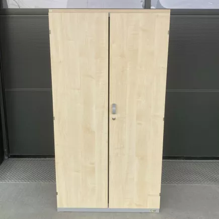 LO LISTA│Armoire portes battantes│L 80 x H 150 cm│Chêne clair/Gris alu