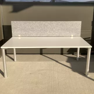 SANMA│Bureau L180 x p80 - Hauteur réglable│Blanc/Gris alu