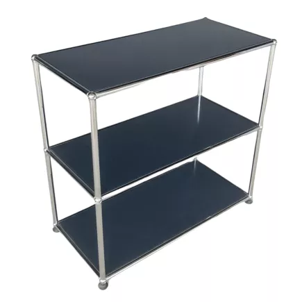 USM HALLER│Etagère ouverte 2 cases - 1L x 2H│Bleu acier / Chromé