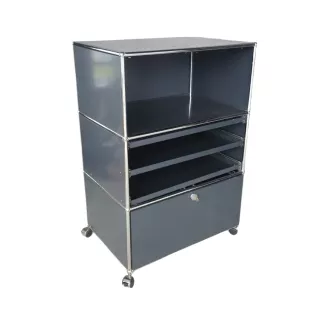 USM HALLER│Bibliothèque 3 cases 1L x 3H-Ouvert-DS-tablettes- Gris anthracite