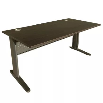 STAR│Bureau droit 160x80 - pied fixe│Ébène Ash / Gris Anthracite