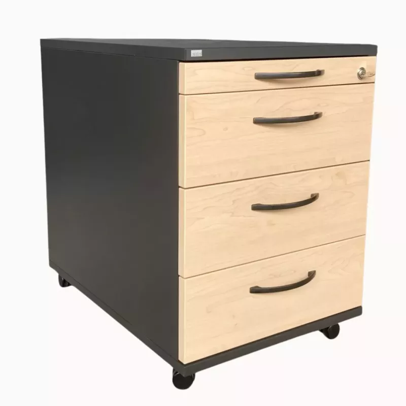 SEDUS TEMPTATION│Caisson sous bureau│4 tiroirs 9666│Gris anthracite/Erable blanc SEDUS TEMPTATION│Caisson sous bureau│4 tiroirs 9666│Gris anthracite/Erable blanc