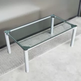 SANMA│Table basse 92x53│Verre/Gris clair