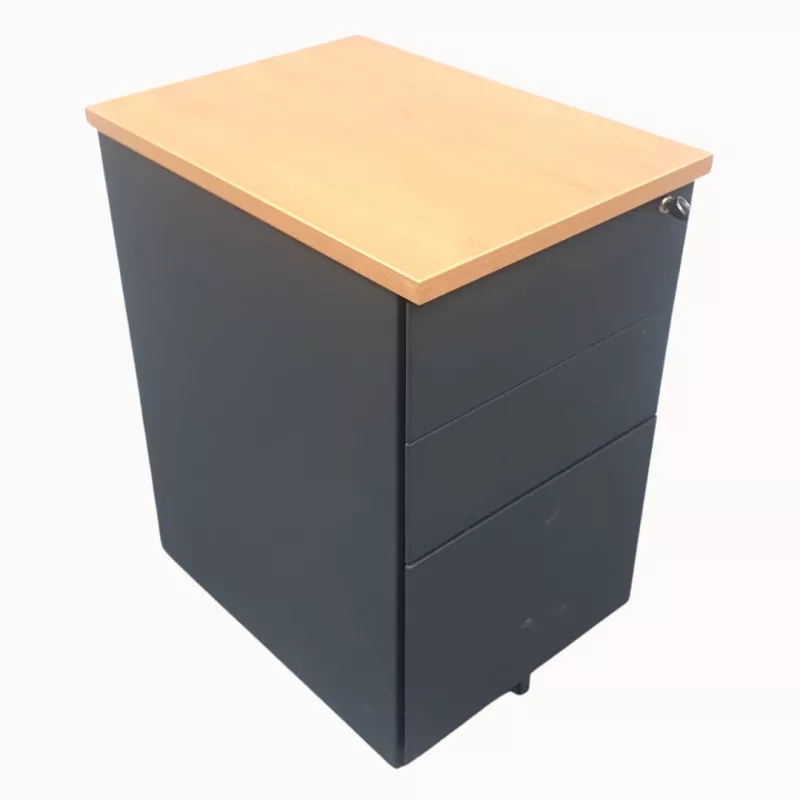 REFERENCIA│Caisson Hauteur bureau│3 tiroirs - 664│Profondeur 60 cm│Anthracite / Poirier cuivré