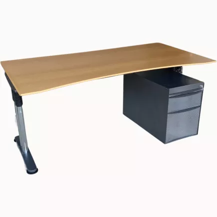 PACK TAKE OFF│Bureau arqué 180x90 + caisson sous bureau 964