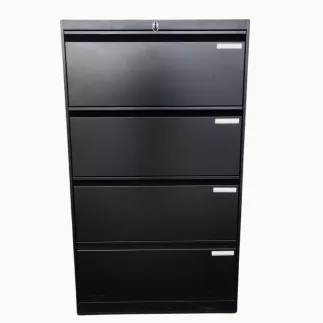 LISTA│Classeur à dossiers suspendus 4 tiroirs double largeur Profondeur 40 cm - Noir brillant