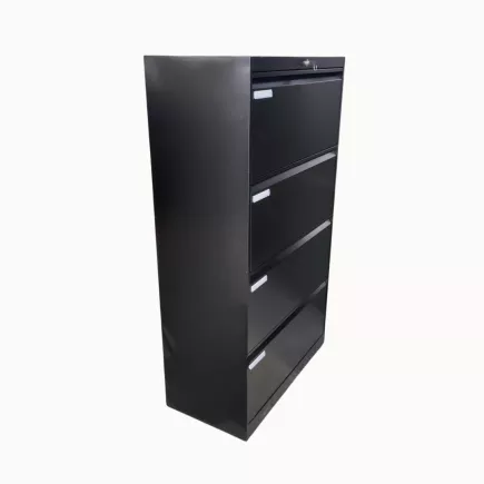 LISTA│Classeur à dossiers suspendus 4 tiroirs double largeur Profondeur 40 cm - Noir brillant