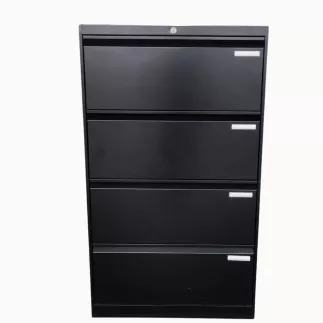 LISTA│Classeur à dossiers suspendus 4 tiroirs double largeur Profondeur 60 cm - Noir brillant