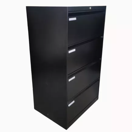 LISTA│Classeur à dossiers suspendus 4 tiroirs double largeur Profondeur 60 cm - Noir brillant