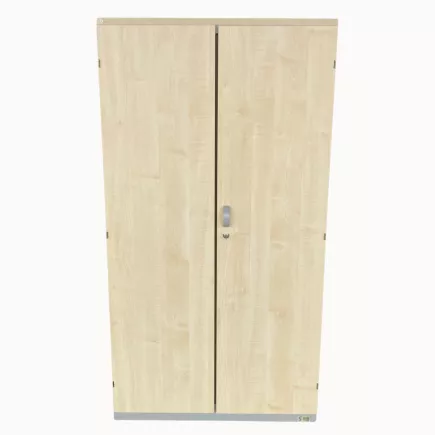 LO LISTA│Armoire portes battantes│L 80 x H 150 cm│Erable blanc/Gris alu