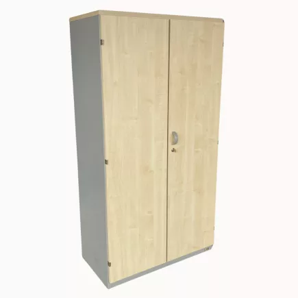 LO LISTA│Armoire portes battantes│L 80 x H 150 cm│Erable blanc/Gris alu