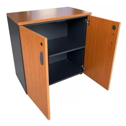 SANMA│Armoire Basse portes battantes L 80│Poirier/Gris anthracite