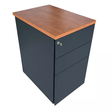 EOL│Caisson hauteur bureau │3 Tiroirs - 664│Profondeur 60 cm│Poirier/Gris anthracite