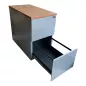 EOL│Caisson hauteur bureau │3 Tiroirs - 664│Profondeur 80 cm│Hêtre saumoné/Gris alu