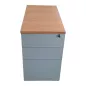 EOL│Caisson hauteur bureau │3 Tiroirs - 664│Profondeur 80 cm│Hêtre saumoné/Gris alu