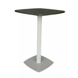 Pause│Table carrée bords cintrés L 60 x H 104.5 cm│Stratifié Ebène/Chromé