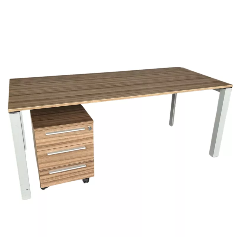 STUL│Pack Bureau + Caisson 3 tiroirs│Walnut/Gris Alu