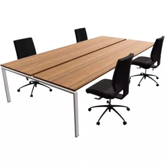 STUL│Structure partagée pour 4 postes L 320 x p 136.5 x H 74 cm │Walnut / Gris aluminium