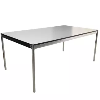 USM HALLER│Table - Bureau 200x100 Gris perle/Chromé