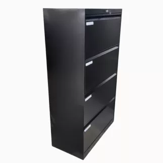 LISTA│Classeur à dossiers suspendus 4 tiroirs double largeur Profondeur 40 cm - Noir brillant