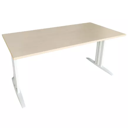 IDOL│Bureau droit L 160x80 cm│Hauteur réglable│Erable / Blanc