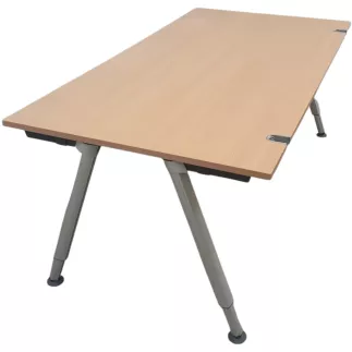 KOENIG NEURATH│Bureau droit Hauteur-réglable 180x100cm│Hêtre clair/Gris Alu