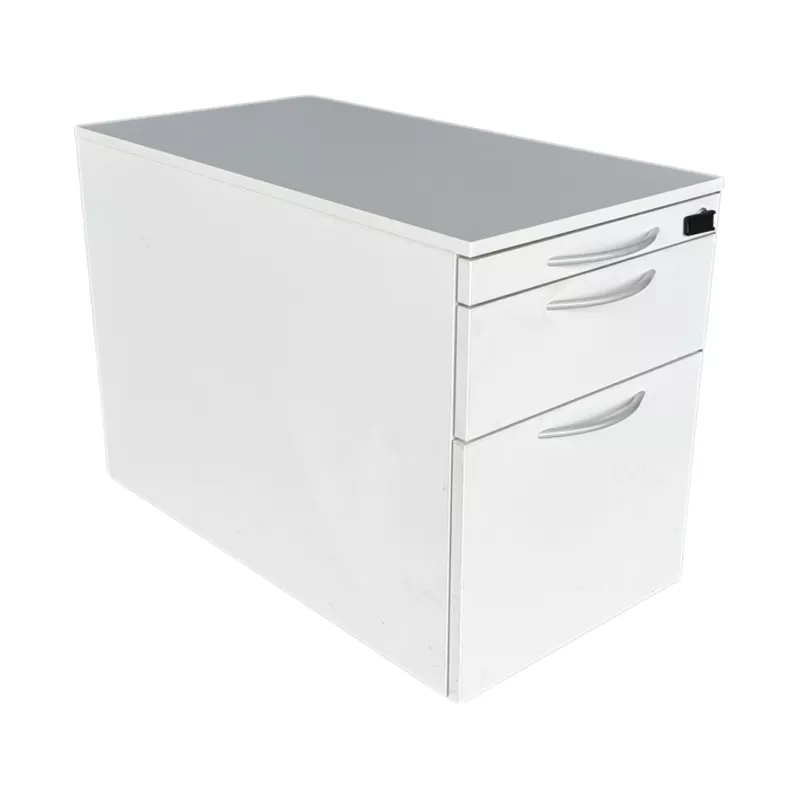 STEELCASE│Caisson sous bureau 3 tiroirs - 964│Profondeur 80 cm│Blanc / Gris aluminium