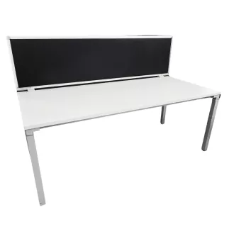 STEELCASE│KALIDRO Bureau droit Hauteur réglable L 180 + cloison noire│Blanc/Gris alu/Noir