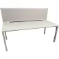 STEELCASE│KALIDRO Bureau droit Hauteur réglable L 180 + cloison gris clair│Blanc/Gris alu/Gris clair