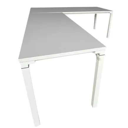 STEELCASE│Bureau compact 90° L 180/160 cm - retour à gauche Profondeur 60 cm│Pieds réglables│Blanc/Blanc