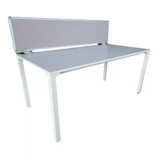 STEELCASE│KALIDRO Bureau droit L 160 Pieds Fixe + Cloison│Blanc/Gris clair