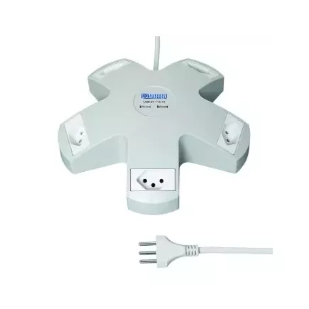 STEFFEN│Multiprise STAR 5xT13 + 2xUSB-A 3m gr/bl