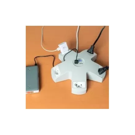 STEFFEN│Multiprise STAR 5xT13 + 2xUSB-A 3m gr/bl