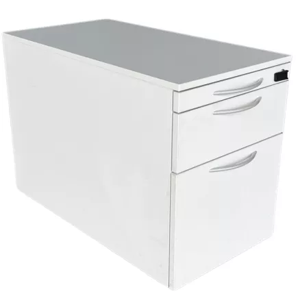 STEELCASE│Caisson sous bureau 3 tiroirs - 964│Profondeur 80 cm│Blanc / Gris aluminium