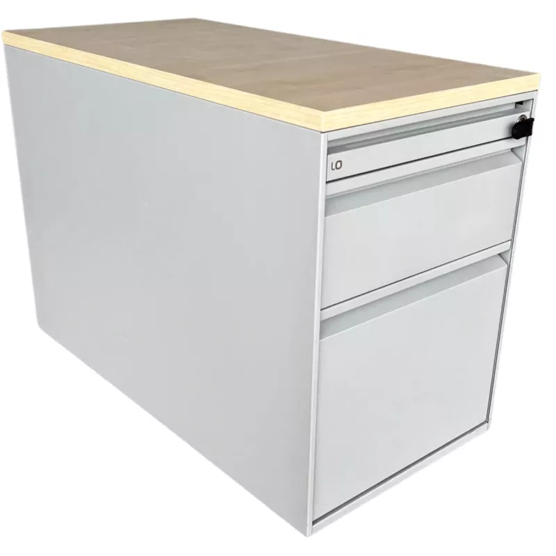 LO LISTA│Caisson sous bureau 964 - 3 Tiroirs│Profondeur 80 cm│Erable blanc/Gris alu LO LISTA│Caisson sous bureau 964 - 3 Tiroirs│Profondeur 80 cm│Erable blanc/Gris alu