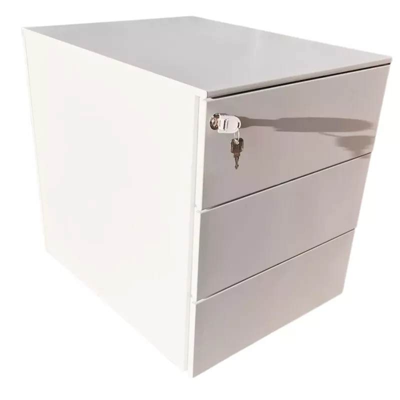 STEELCASE│Caisson sous bureau 3 tiroirs - 666│Profondeur 54 cm│Blanc / Noir STEELCASE│Caisson sous bureau 3 tiroirs - 666│Profondeur 54 cm│Blanc / Noir