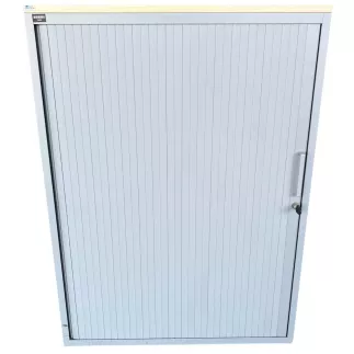 LO LISTA│Armoire rideau L 80 x H 110 cm│Gris Alu/Erable blanc