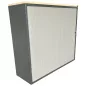 LO LISTA│Armoire rideau L 120 x H 110 cm│Gris anthracite/Gris alu/Gris/Erable blanc
