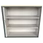 LO LISTA│Armoire rideau L 120 x H 110 cm│Gris anthracite/Gris alu/Gris/Erable blanc