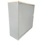 LO LISTA│Armoire rideau L 120 x H 115 cm│Gris alu/Erable blanc
