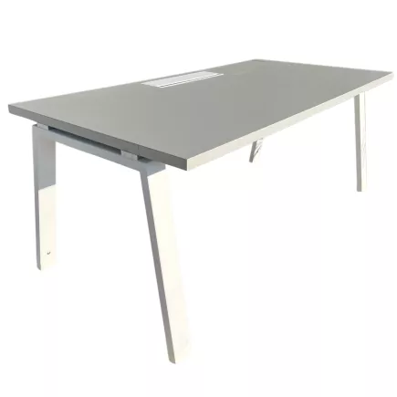 ALEA│Modèle Atreo│Bureau L 160 x p 80 cm x H Réglable│Gris clair / Blanc