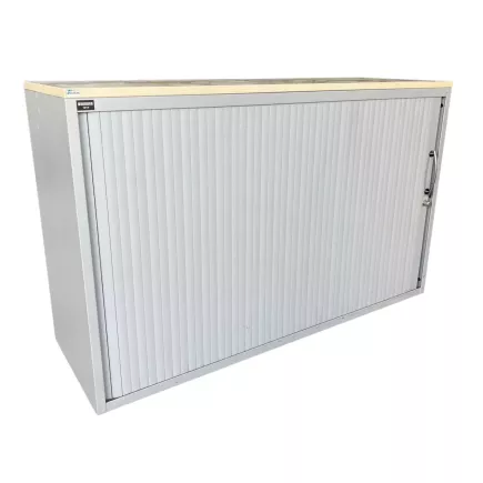 LO LISTA│Armoire rideau L 120 x H 75 cm│Gris Alu/Erable blanc