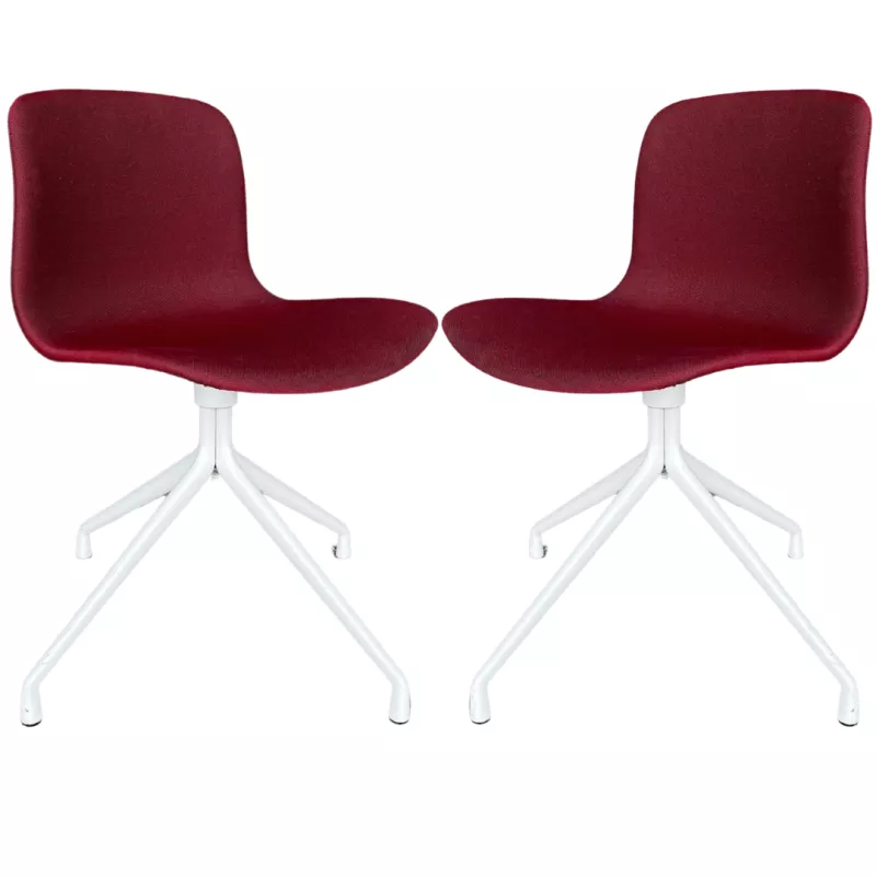 DECO-B│Lot de 2 Chaises d'accueil / collectivité│Tissu Bordeaux